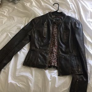 Faux Brown Leather Jacket. TCEC
